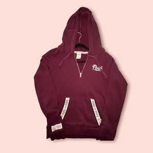 PINK Victoria’s Secret Quarter Zip Maroon Hoodie Size Medium